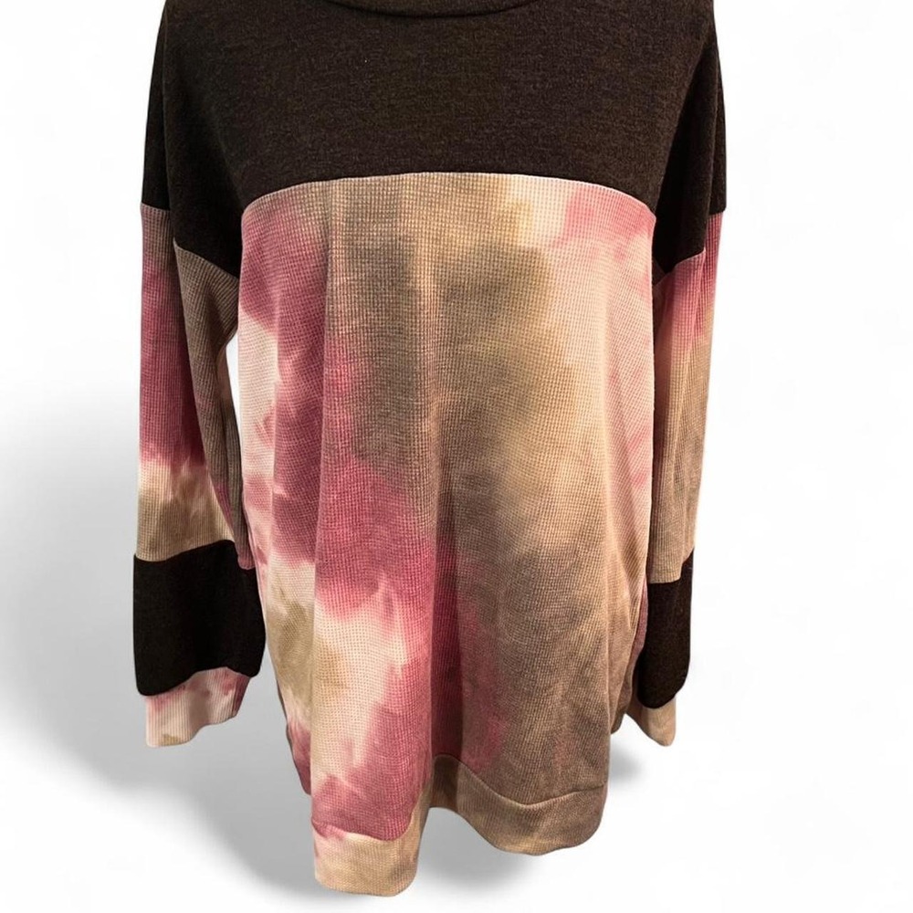 90s Vibes Tie-Dye Long Sleeve Shirt Women's Medium Pink Brown Boho